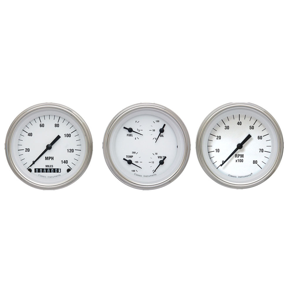WHITE HOT 3IN SPEEDO/QUAD/TACH-GM
