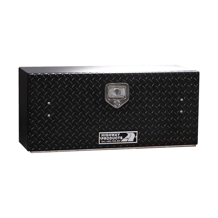 48 X 16 X 13 HIGH SIDE TOOL BOX W/BLK DIAMOND PLATE DOOR SMOOTH BLK BASE