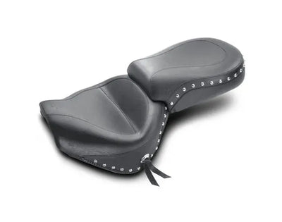 Mustang 99-15 Yamaha Road Star 1600,1700 Wide Touring 2PC Seat w/Driver Backrest Studs - Black