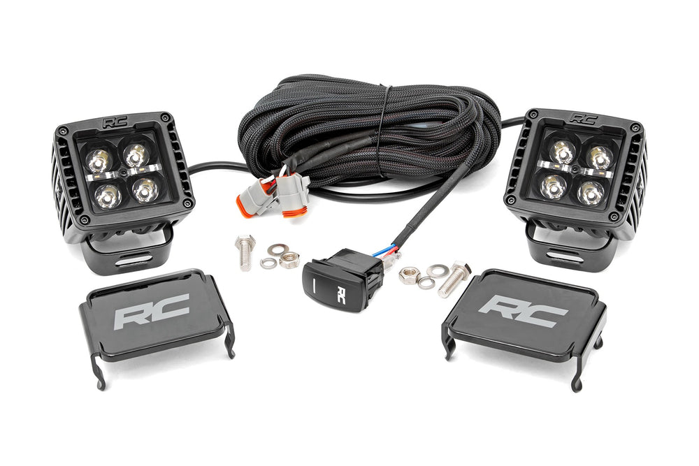 ~(8 lbs. 9X9X6)~ 2-inch Square Cree LED Lights - (Pair Black Series w/ Cool White DRL)