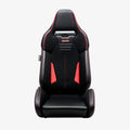 Braum Viper X Series Sport Seats - Black PU Black S374 Red Stitching - BRR3-BKRS3