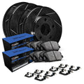 R1 Concepts Brake Rotors - Slotted - Black w/ Semi-Met Pads Hdw Fits Ford Excursion