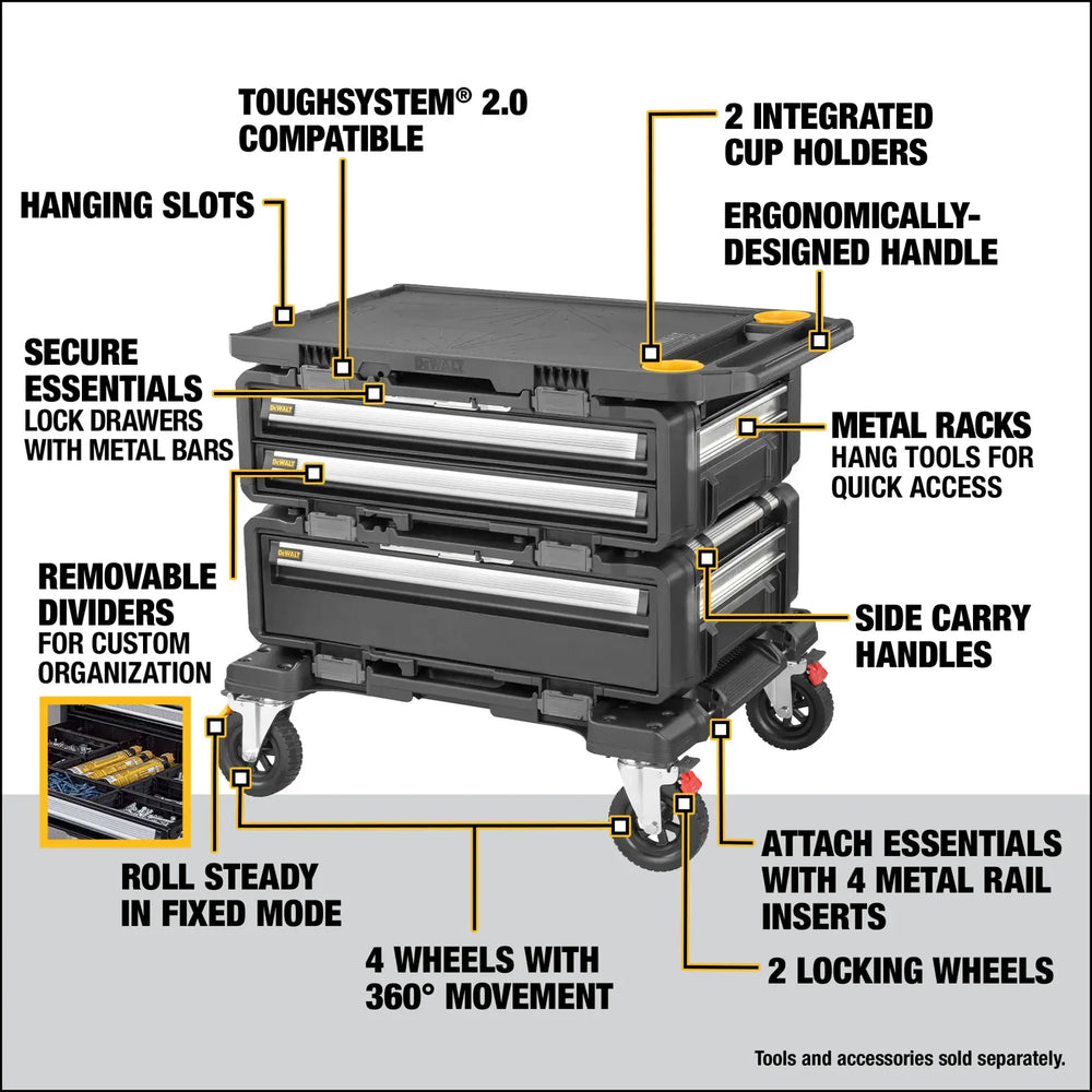 TOUGHSYSTEM 2.0 DXL 4IN1 MODULAR WORKSTATION 30IN 2 DRAWER BLACK