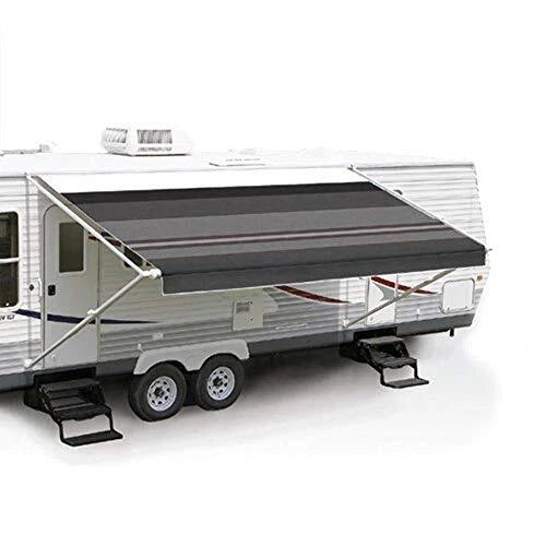 FIESTA 19FT L X 8FT EXT. SIERRA BROWN DUNE STRIPED VINYL MANUAL PATIO AWNING