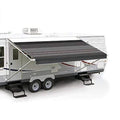 FIESTA 19FT L X 8FT EXT. SIERRA BROWN DUNE STRIPED VINYL MANUAL PATIO AWNING