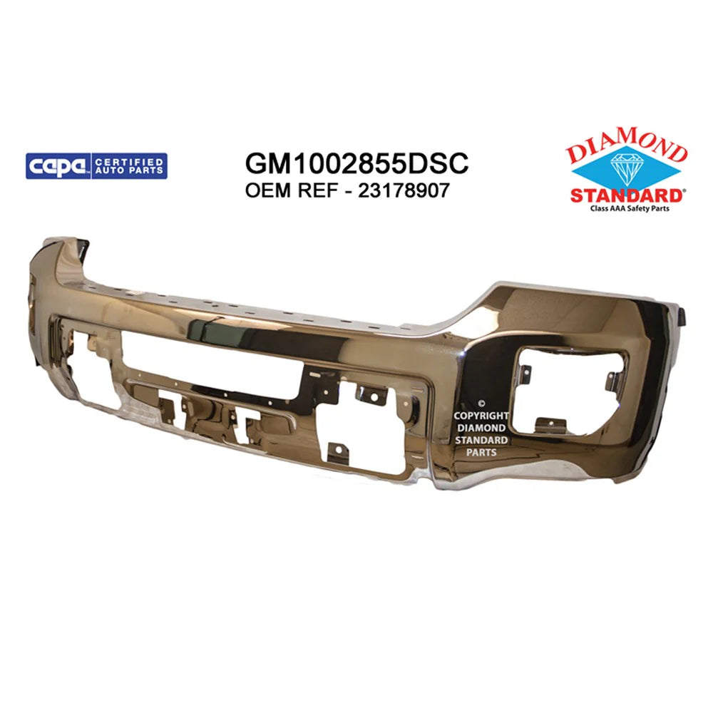 CAPA 1520 GMC SIERRA 2500/3500 HD W/O PARKING AID SENSOR HOLES FRT BUMPER CHROME