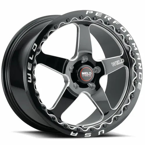Weld S904 17x11 Ventura Beadlock 5x120.65 ET43 BS7.75 Gloss BLK MIL DIA 78.1