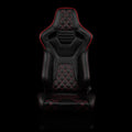 Braum Elite-X Series Sport Seats - Black Diamond (Double Red Stitching Red Piping) - BRR1X-BDDRS