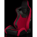 Braum Elite-S Series Sport Seats - Black Red Plaid (Red Stitching) - BRR1S-RDPF