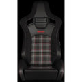 Braum Elite-S Series Sport Seats - Black Red Plaid (Red Stitching) - BRR1S-RDPF
