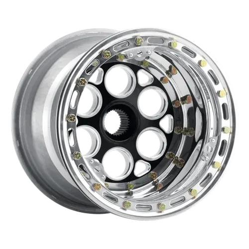 Weld Magnum Sprint 15x17 / 42-Spline / 4in. BS Gold Wheel - Outer Beadlock w/6-Dzus Cover
