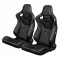 Braum Elite-X Series Sport Seats - Black Diamond (Double White Stitching White Piping) - BRR1X-BDDWS