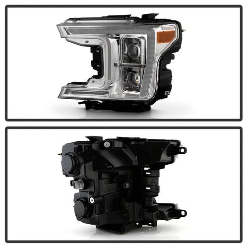 1820 F150 HALOGEN MODELS ONLY FULL LED HEADLIGHTS WITH LED LIGHT BAR CHROME