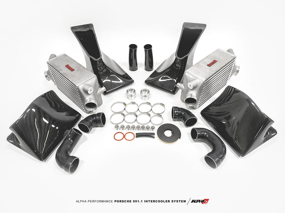 AMS Performance - ALPHA Porsche 991.1 Turbo / Turbo S Intercooler Kit With Carbon Fiber Shrouds
