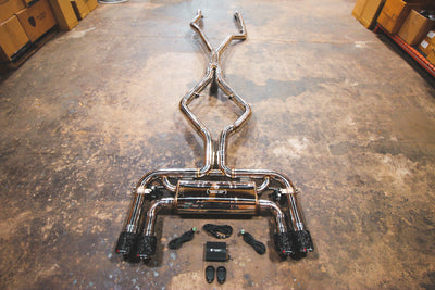 BMW F85 X5M, F86 X6M 4.4L Catback T304 SS, Carbon Fiber 3.5" Tips