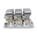 3X2 SBC INTAKE AND SHINY ALUM CARBS KIT