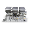 3X2 SBC INTAKE AND SHINY ALUM CARBS KIT