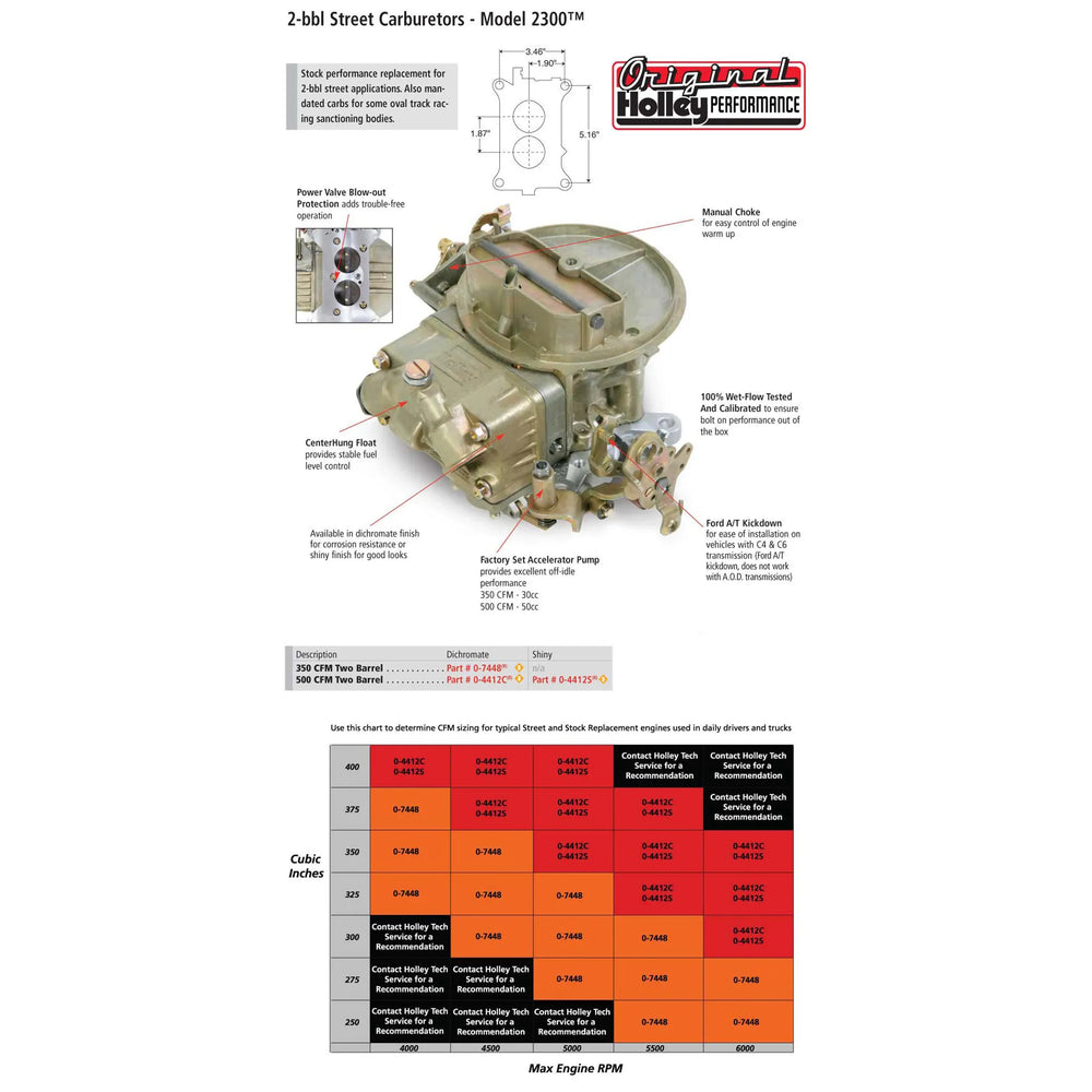 Performance Carburetor 500CFM 2300 Series
