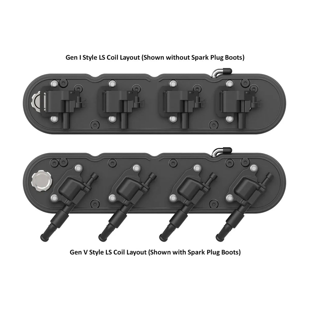 2-Piece Cast Alm GM LS Valve Cover Set - Black